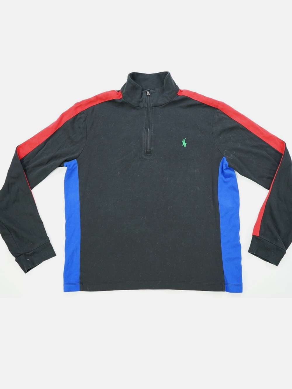 Polo Ralph Lauren Black Quarter-Zip with Red Stripes Pima soft touch XXL